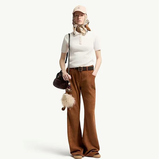 moncler contrast trim collar cropped knit polo shirt